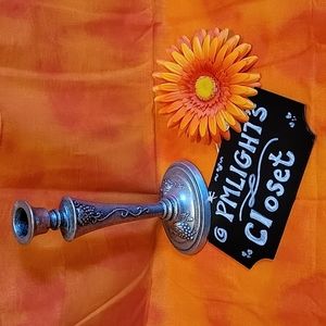 Carson Metal Candlestick Grapevine Taper Holder Vintage Brushed Silver